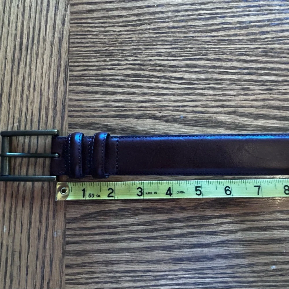 Men's Rich Brown Leather Belt with Buckle Size 36